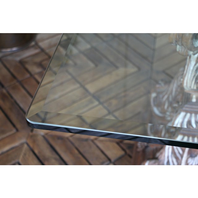 Baroque Style Glass-Top Dining Table With Ornately Carved Wood Base – Italian, 1970s For Sale - Image 10 of 18