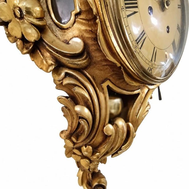 Gold Wall Clock from Westerstrand, Töreboda, Sweden For Sale - Image 8 of 9
