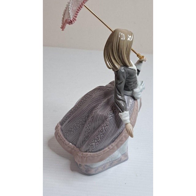 Ceramic Lladro 5211 Angela W/Umbrella Porcelain Figurine Retired 1983 Mint W/Box Signed For Sale - Image 7 of 10