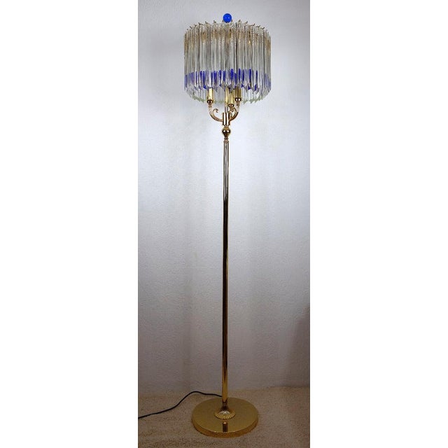 Gold-Plated Brass and Murano Glass Floor Lamp from Venini, 1990s For Sale - Image 17 of 17