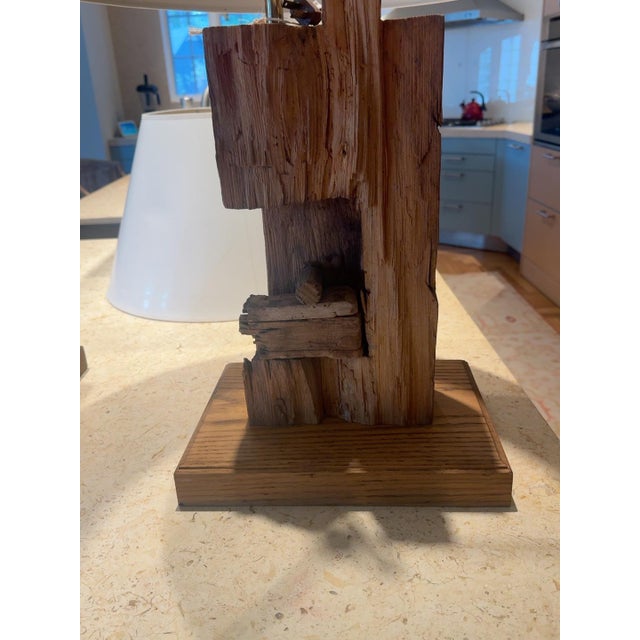 1960s California Modern Sculptural Wood Lamps With/Leonard R. Foss Shades Palm Springs - a Pair For Sale In Chicago - Image 6 of 12