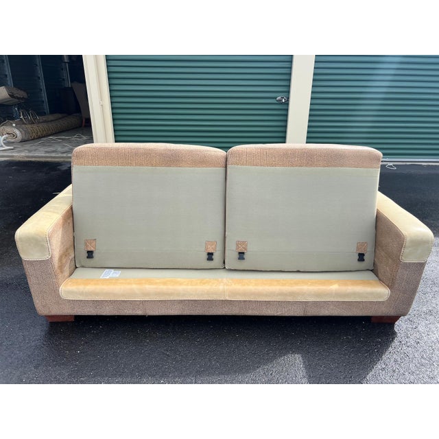 Vintage Two-Tone Leather Sofa For Sale - Image 10 of 12