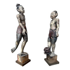 Late 20th Century Pair of Balinese Statues in Playful Tandem