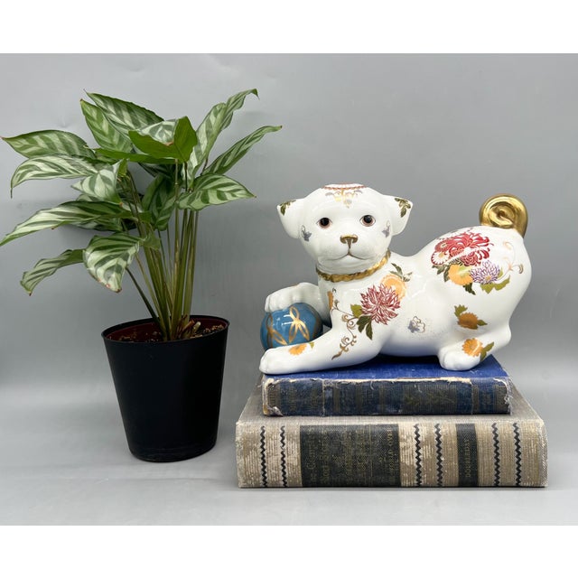 Charming 1987 Imperial Puppy of Satsuma porcelain figurine designed by Yuki Morioka for the Franklin Mint. Hand-painted in...