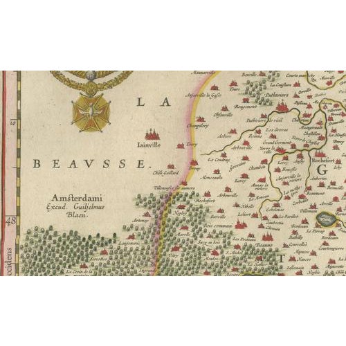 Antique Hand-Colored Map of Gâtinais & Sénonais from Blaeu, France, 1642 For Sale - Image 9 of 10