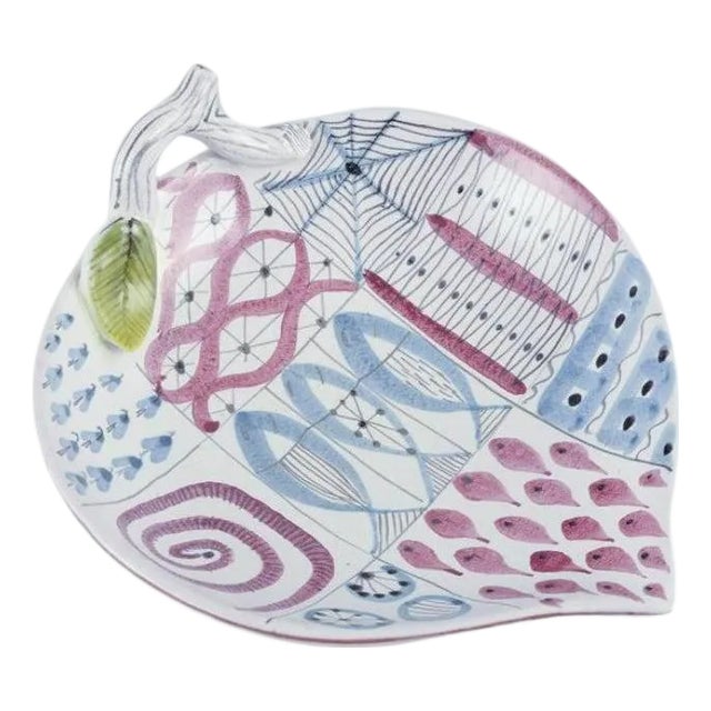 Bowl with Leaf-Shaped Handle in Earthenware by Stig Lindberg for Gustavsberg Studio, 1940s For Sale