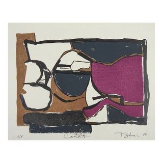 1980 Abstract in Purple Umber Black Lithograph For Sale