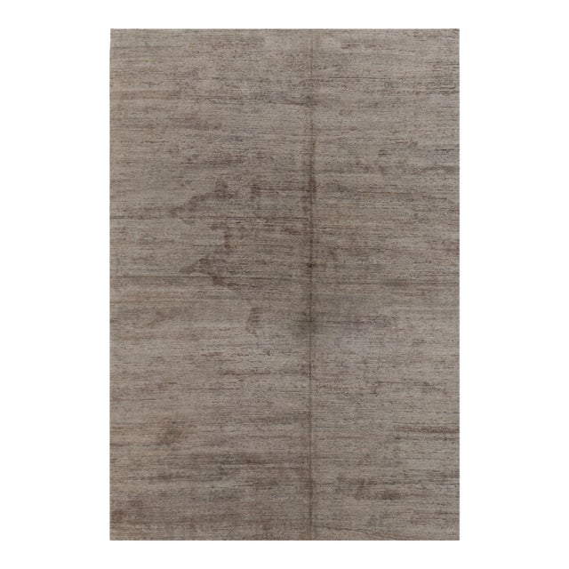 Rug & Kilim’s Modern Textural Rug in Neutral Taupe and Gray Tone-on-Tone -13x19 For Sale