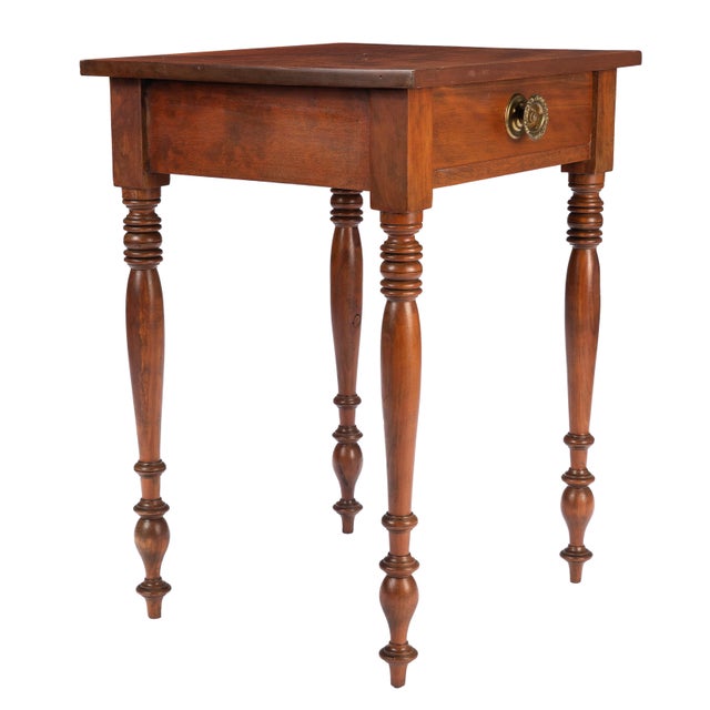 Brown Upper Connecticut Valley Sheraton Curly Birch One-Drawer Stand, C. 1820 For Sale - Image 8 of 17
