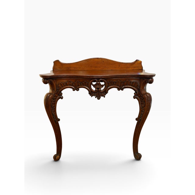 French Antique 18c Louis XV Walnut Console Table For Sale - Image 3 of 6