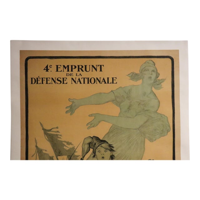 1918 Original French Wwi War Bonds Poster, 4e Emprunt De La Defense Nationale (Drummer Boy) For Sale