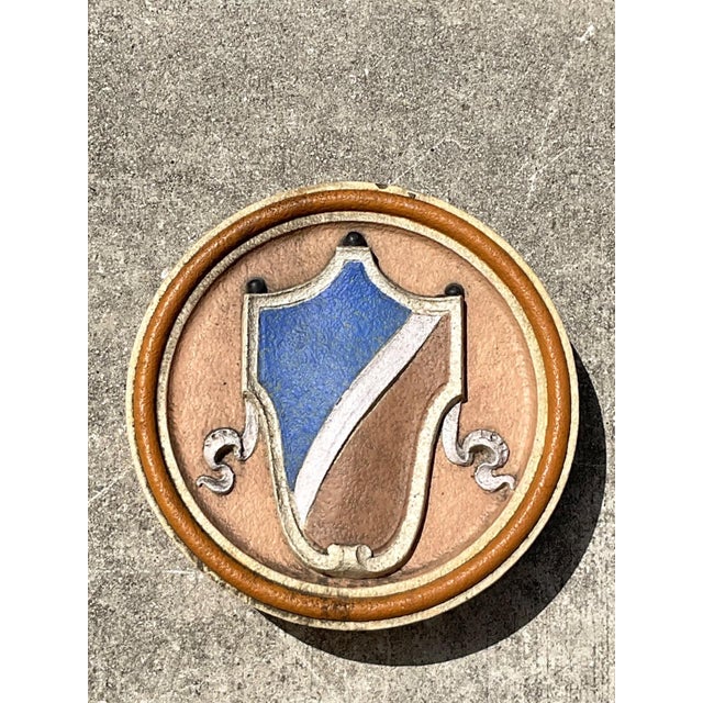 Sand Vintage Round Heraldic Crest Architectural Element For Sale - Image 8 of 14