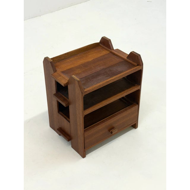 Wood Art Deco Oak Bedside Table, 1970s For Sale - Image 7 of 9