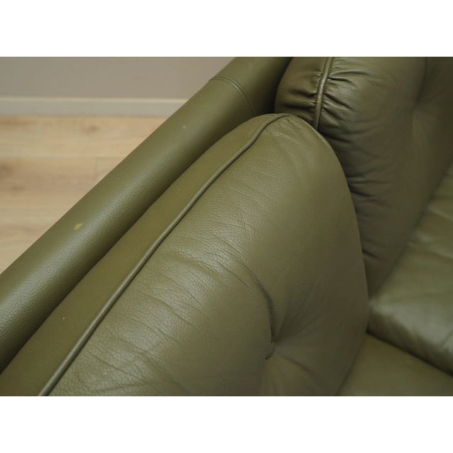 Vintage Danish Green Leather Sofa, 1970s For Sale - Image 11 of 18