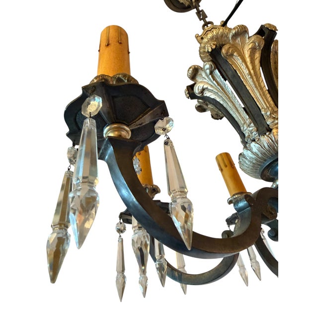 Early 20th Century Early 20th Century Art Nouveau Regency Chandelier With Crystals For Sale - Image 5 of 10