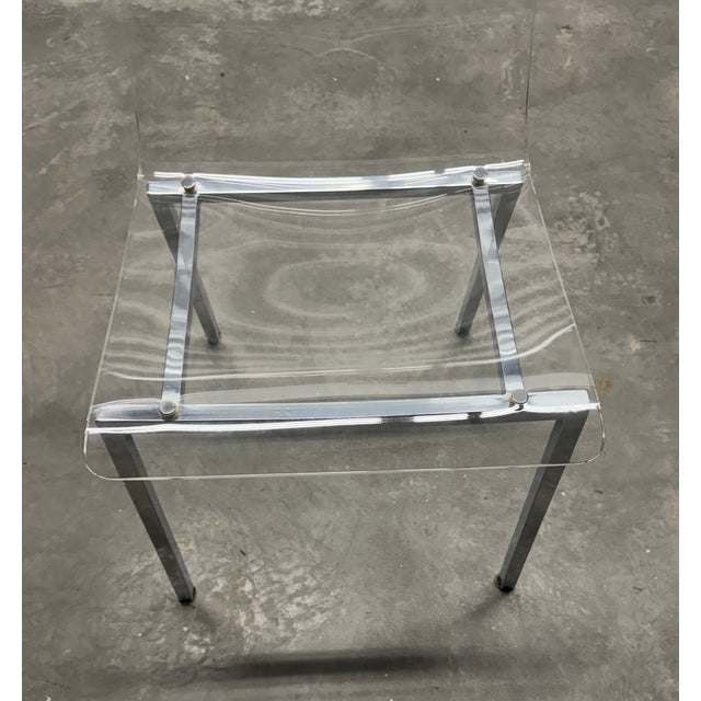 2010s Cb2 Chrome and Lucite Side Chair For Sale - Image 5 of 17