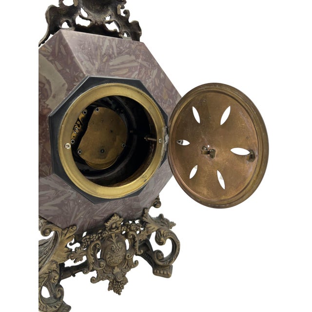 French Rococo Revival Marble Mantle Clock, Late 19th Century For Sale - Image 11 of 12