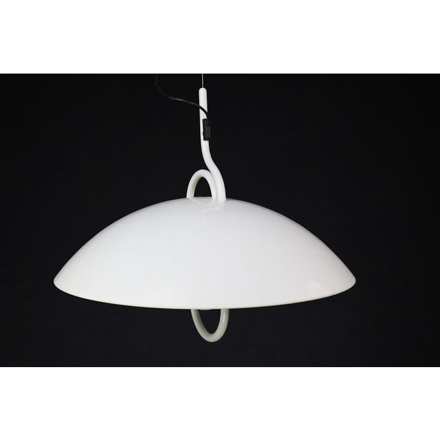 Modern Moon Dome Metal Pendant Lamp attributed to Elio Martinelli for Martinelli Luce, 1980 For Sale - Image 11 of 16