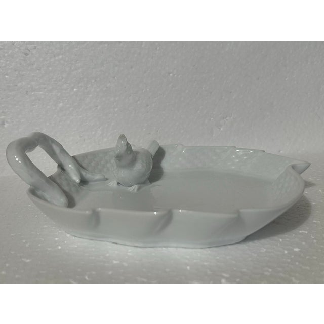 Late 20th Century Vintage 1900s Paris Royal White Porcelain Bird Trinket Dish For Sale - Image 5 of 8