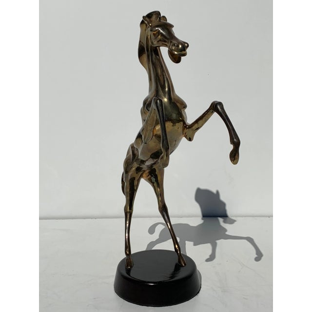 1970s Art Nouveau Style Brass Horse Sculpture For Sale - Image 5 of 11