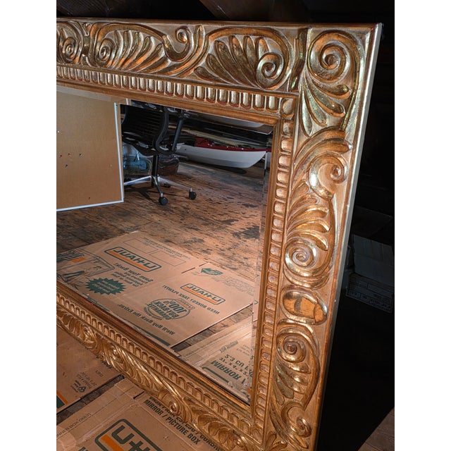 1990s Large Italian Carved Giltwood Mirror 68x46 For Sale - Image 10 of 13