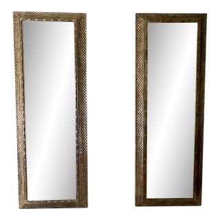 Baker Furniture Vintage White Gold Leaf Pier/Wall Mirrors - a Pair For Sale