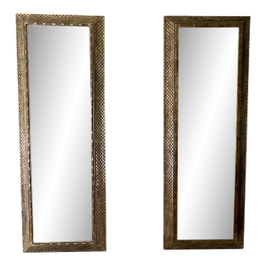 Baker Furniture Vintage White Gold Leaf Pier/Wall Mirrors - a Pair