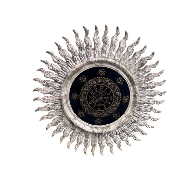 Vintage Hollywood Regency Sunburst Wall Clock Bring dramatic mid-century style to your space with this striking Hollywood...