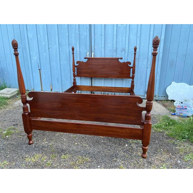 American Henkel Harris Traditional Solid Cherry Pineapple Four Poster Queen Bed Frame. For Sale - Image 3 of 18