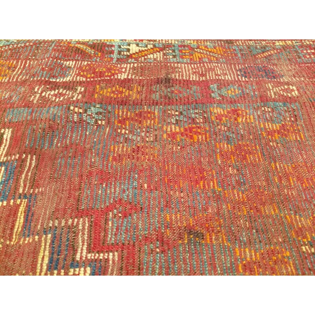 Vintage Moroccan Rug, Hand-Knotted Wool, Geometric Pattern, Soft Red & Yellow, 6’ X 14’ For Sale - Image 18 of 18