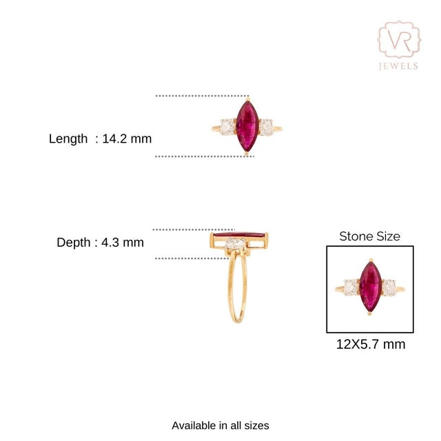 Victorian Chic Ruby Diamond Early 20s Engagement Ring in 14k Gold Size 6 For Sale - Image 9 of 14