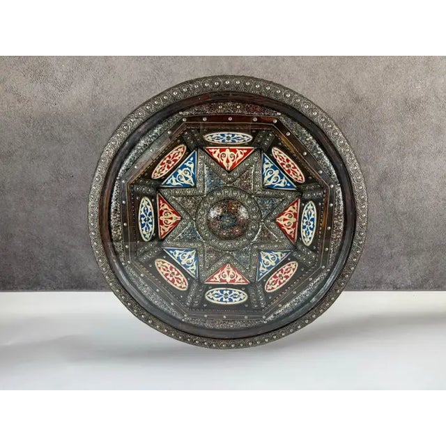 Portuguese Colonial Style Wood With Filigree Inlay Circular Center Table For Sale In New York - Image 6 of 12