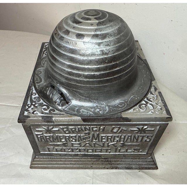 Large Antique 1892 Economy Accumulates Wealth Cast-Iron Beehive Mechanical Bank For Sale - Image 12 of 16