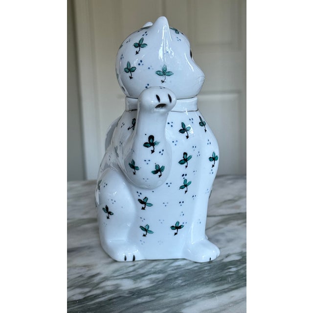 Ceramic 1970’s Blue & Green Accent Lucky Cat Motif Tea Pot For Sale - Image 7 of 13
