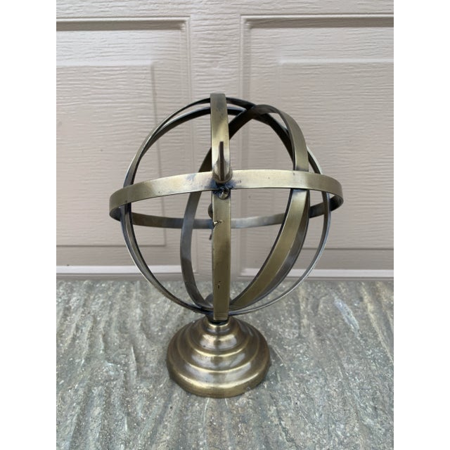 Brass Vintage Brass Armillary Sphere Sundial Garden Ornament, English Country Style For Sale - Image 8 of 10