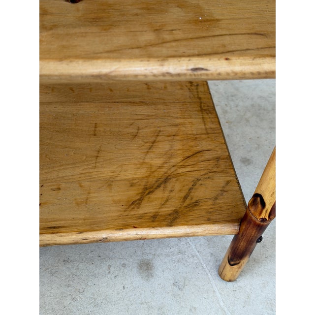 Victorian Antique Victorian Aesthetic Movement Burnt Bamboo Four-Tier Shelf Etagere For Sale - Image 3 of 11