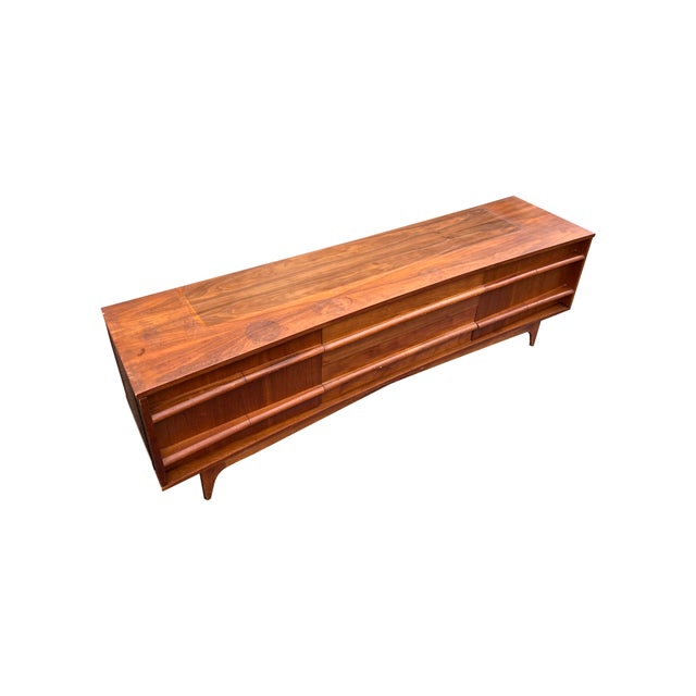 Mid Century Modern Vintage Low Credenza Cabinet Concave Style For Sale - Image 11 of 11