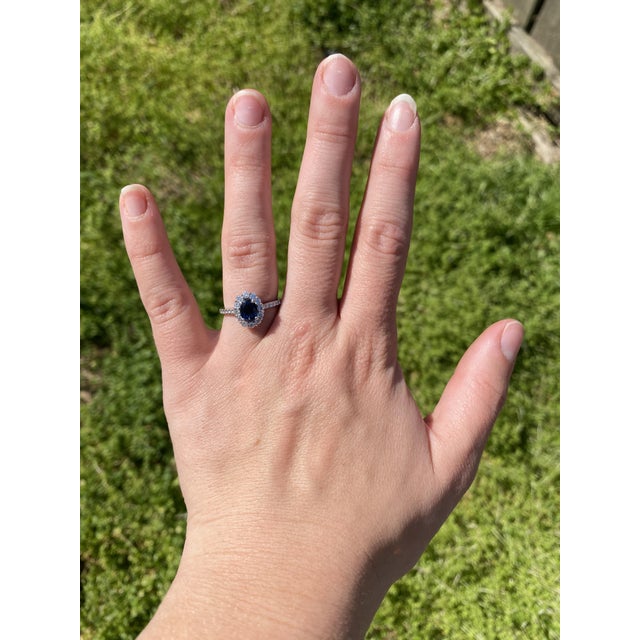 Metal 1.6ctw Diamond & Sapphire Cocktail Ring, 14k White Gold, Ring Size 6.75 For Sale - Image 7 of 7