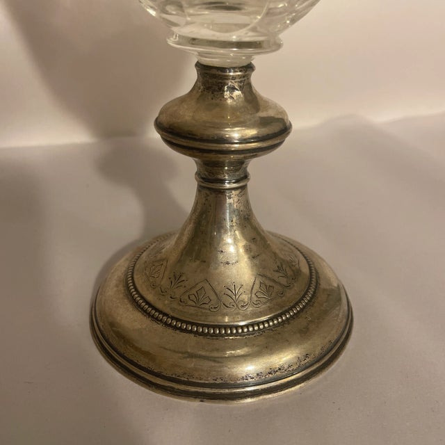 Crystal Lidded Compote With Sterling Silver Base For Sale - Image 6 of 8
