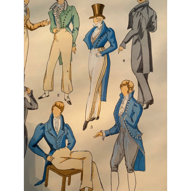 Beige Hand-Colored 1920's French Costume/Fashion Plates - Set of 4 For Sale - Image 8 of 13