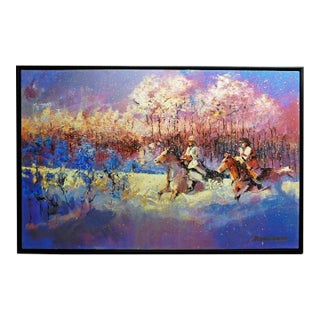 Malcolm Farley "Untitled" Cowboy Horses Original Oil on Canvas Hand Signed Framed For Sale