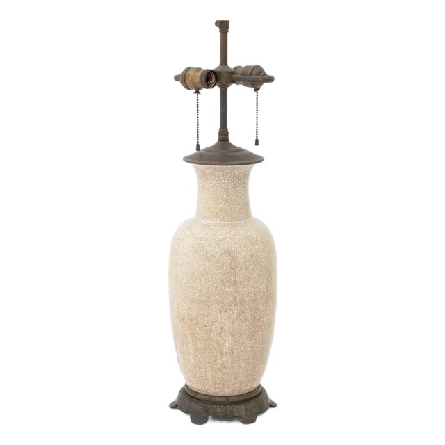 Chinese Ge Type Porcelain Vase Mounted as a Lamp For Sale