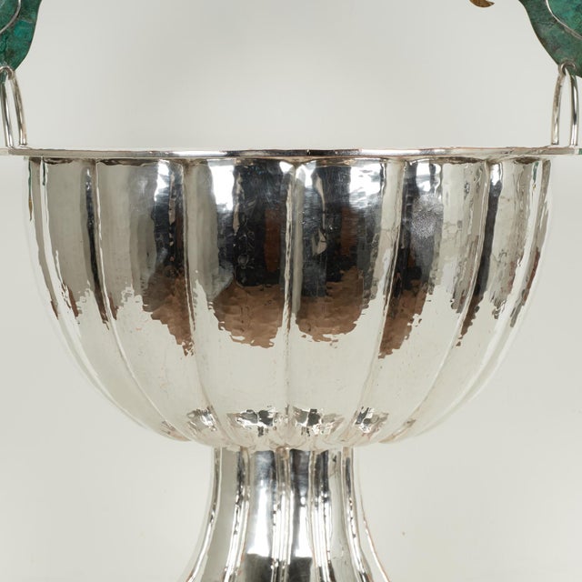 Silver Large Vintage Silverplate Wine Cooler or Bowl With Birds by Emilia Castillo For Sale - Image 8 of 13