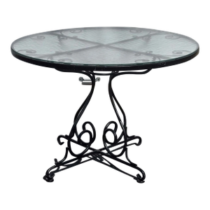 1950's Wrought Iron Patio Dining Table Indoor/Outdoor