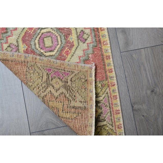 1960s Vintage Turkish Handmade Small Carpet For Sale - Image 5 of 6