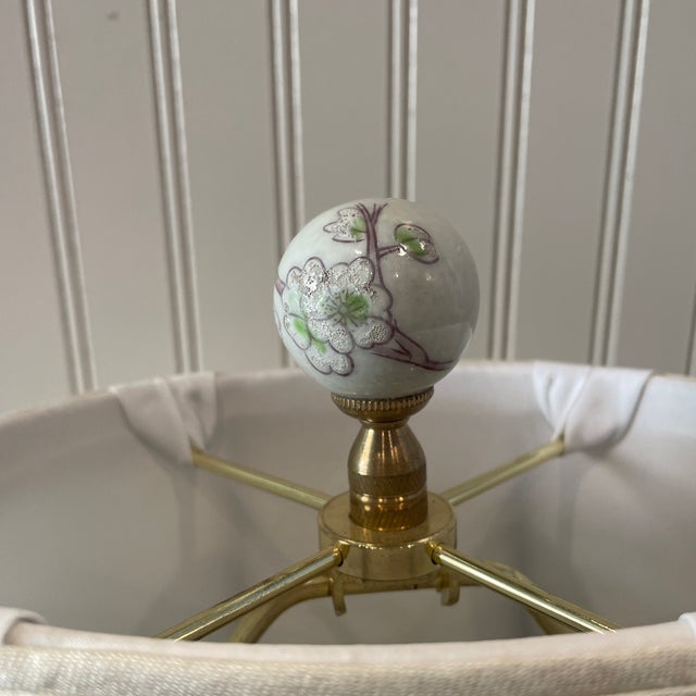 1960s Hand Painted Box Lamp Asian Inspired, Custom Shade For Sale - Image 4 of 8