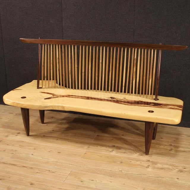 Wood Wooden Sofa in the style of George Nakashima, 1980s For Sale - Image 7 of 13