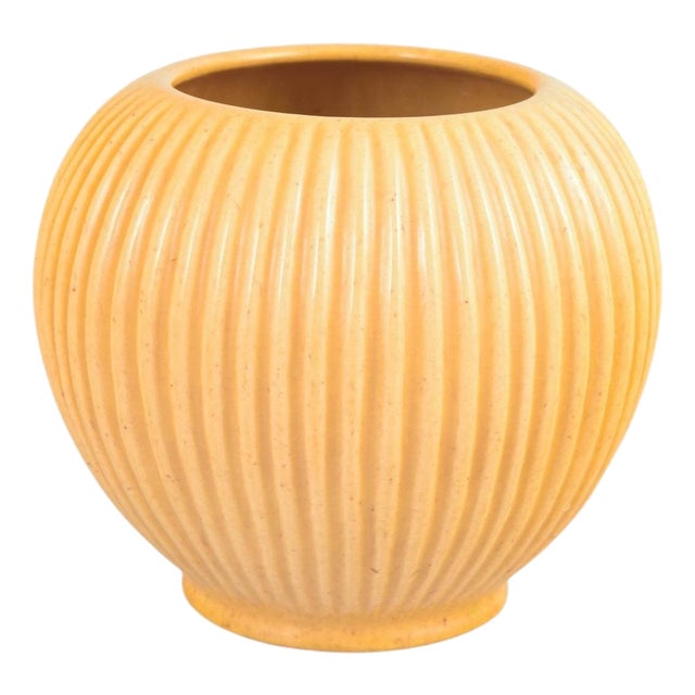 Art Deco Scandinavian Stoneware Vase with Ribbed Design, 1940s For Sale