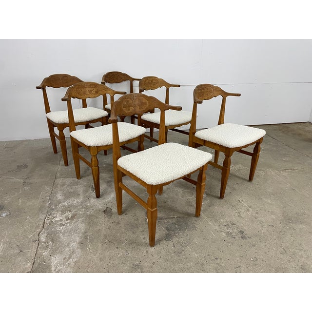 Brutalist Oak Dining Chairs by Henning Kjærnulf for EG Kvalitetsmöbel, Denmark, 1960s, Set of 6 For Sale - Image 12 of 12