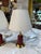 Vintage Red & Brass Table Lamps With Linen Shades - a Pair For Sale - Image 14 of 18